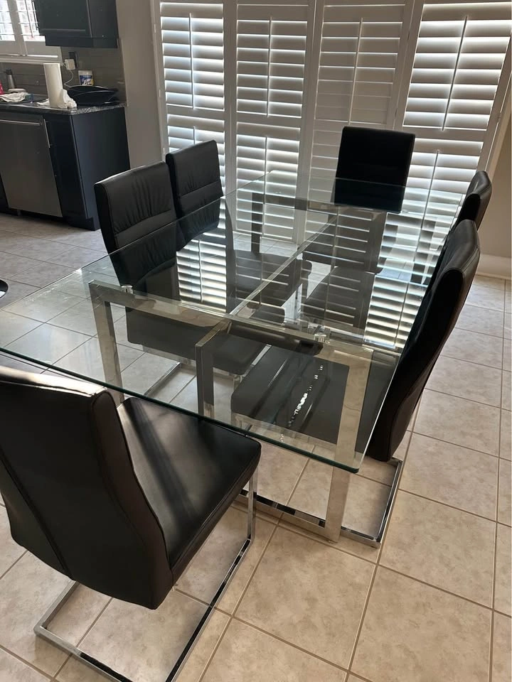 Modern Glass Dining Table Set w/ 6 Chairs - photo 3