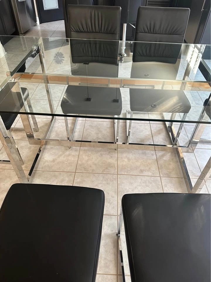 Modern Glass Dining Table Set w/ 6 Chairs - photo 4