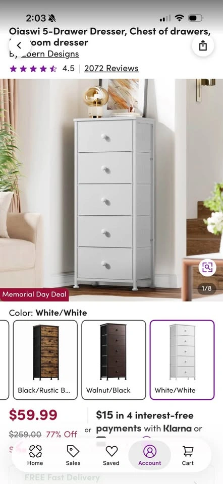 White 5 drawer dresser - photo 2