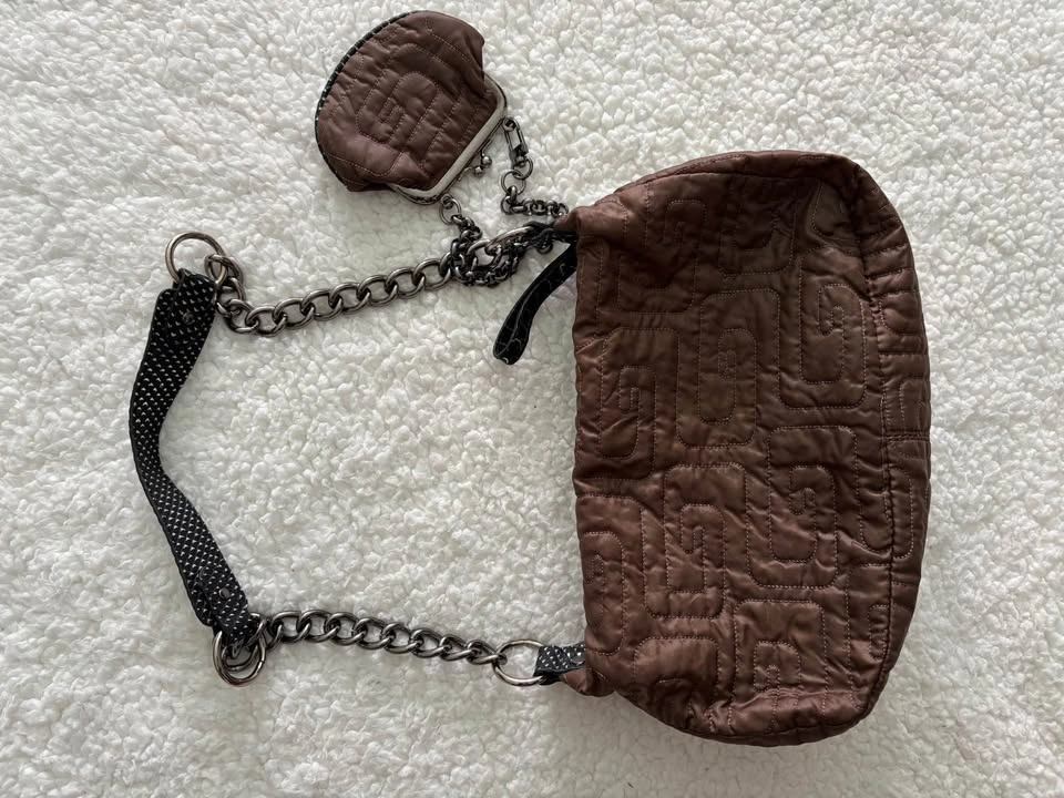Guess Vintage Brown Quilted Shoulder Bag w/ G Logo & Coin Purse - photo 4