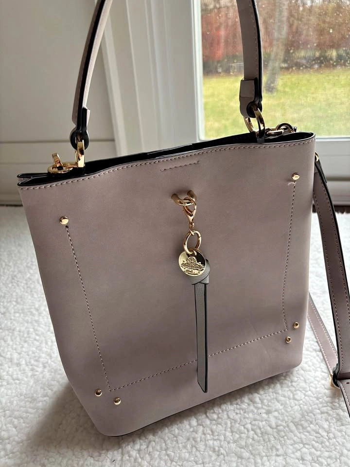 Trideep Japanese Brand Minimalistic Taupe/Grey 2-way Leather Buc