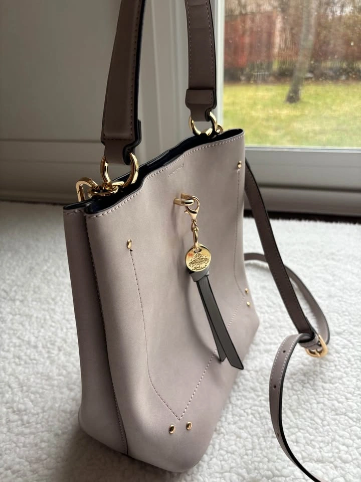 Trideep Japanese Brand Minimalistic Taupe/Grey 2-way Leather Buc - photo 2