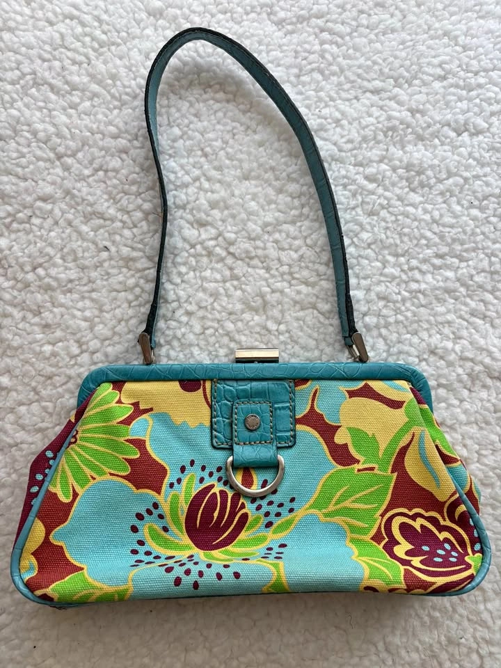 Tommy Hilfiger Vintage Y2K Turquoise Floral Shoulder Bag