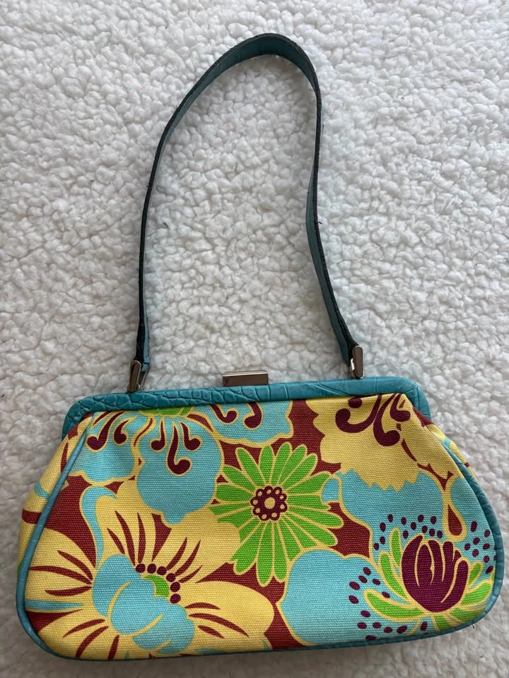 Tommy Hilfiger Vintage Y2K Turquoise Floral Shoulder Bag - photo 2