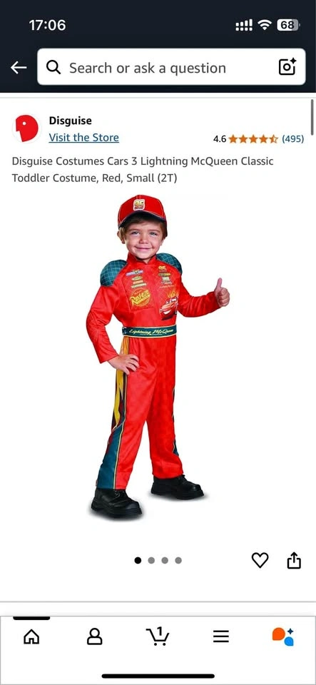 Lightning McQueen costume 2/3 T