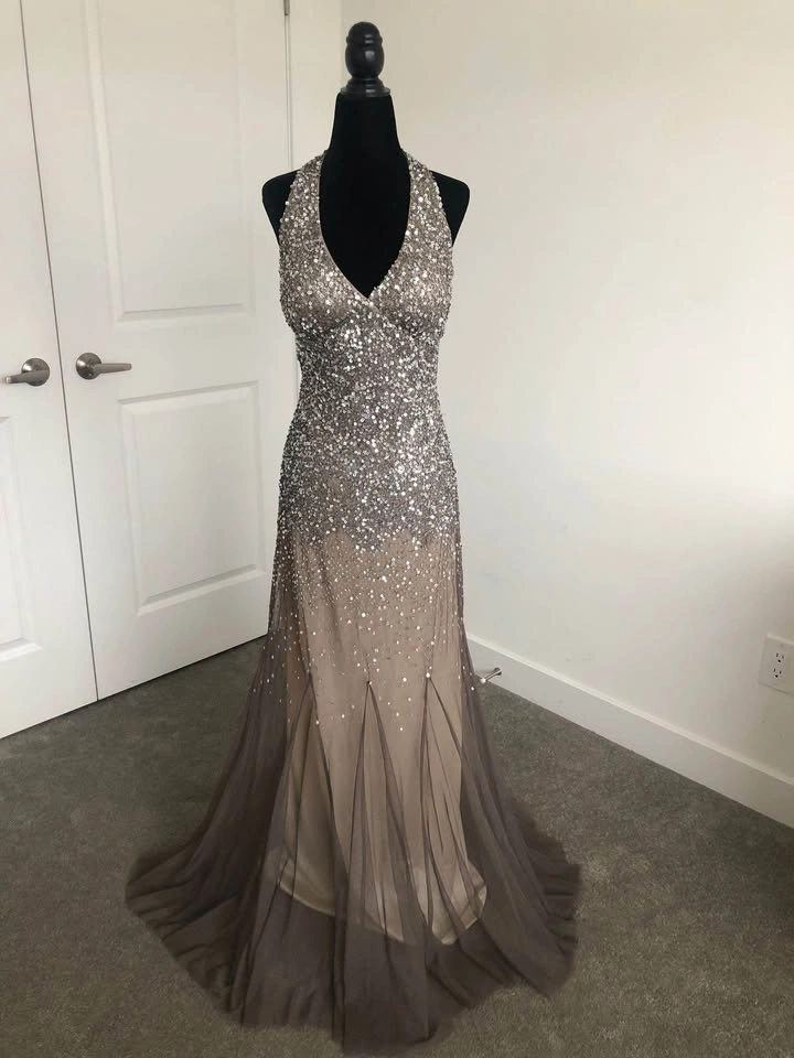 Taupe Sequence Evening Dress/Gown - photo 2