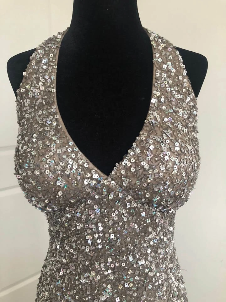 Taupe Sequence Evening Dress/Gown - photo 3
