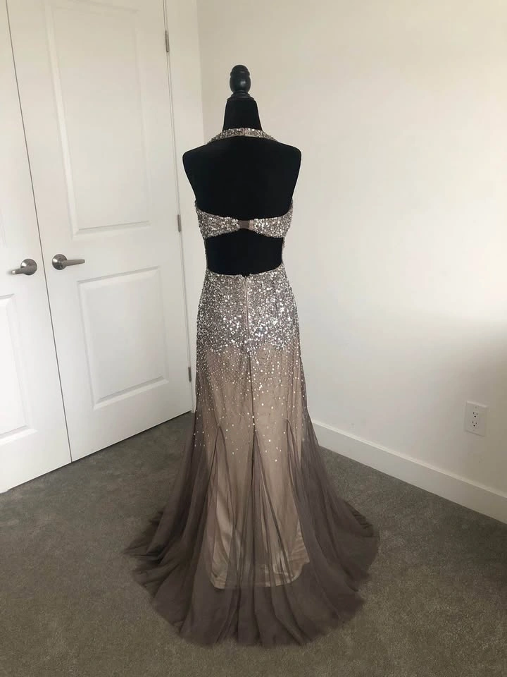 Taupe Sequence Evening Dress/Gown - photo 4
