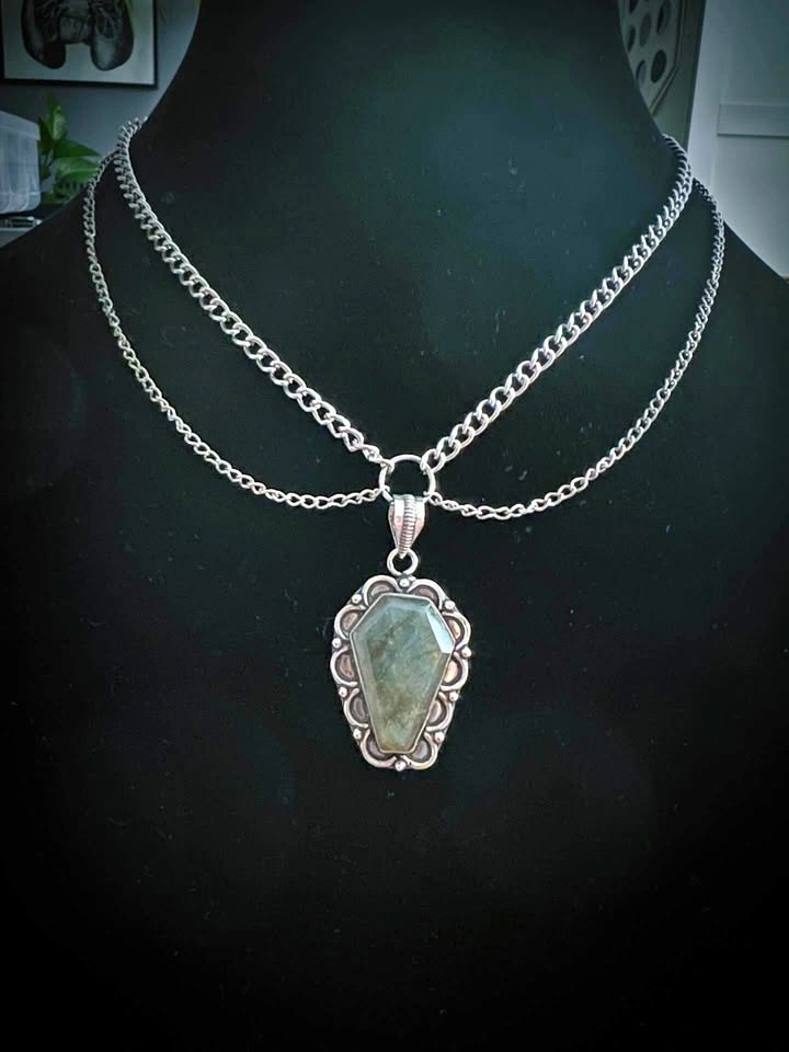 Labradorite Coffin Necklace