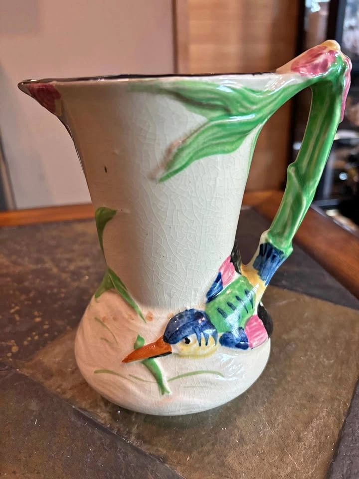 Antique Majolica Bird Jug Pitcher