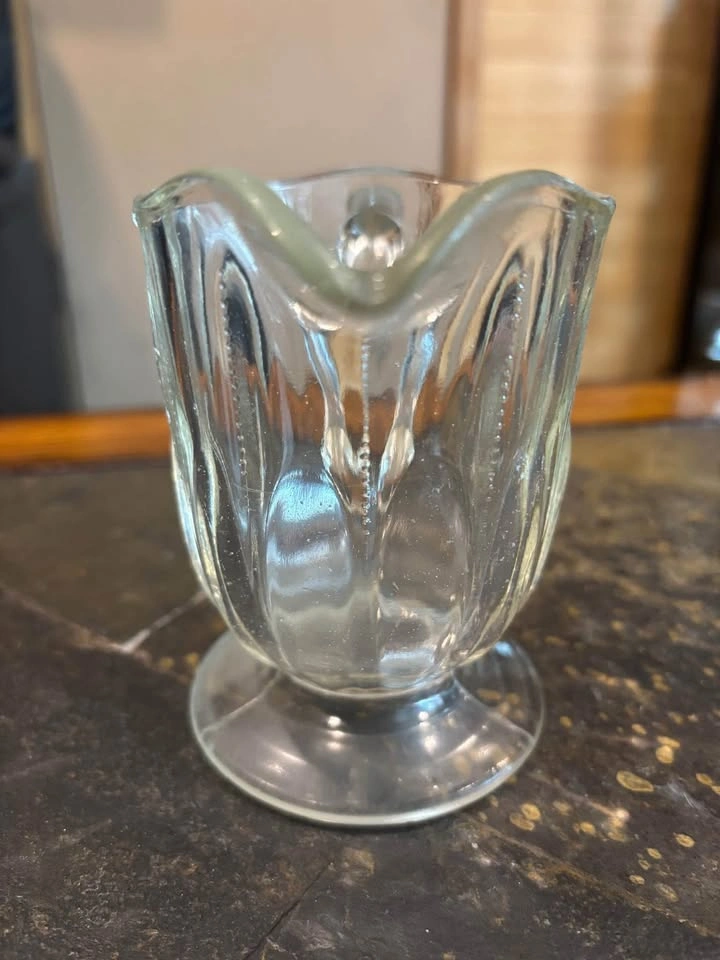 Depression Heavy Clear Glass Syrup/Creamer Pitcher Vintage - photo 3