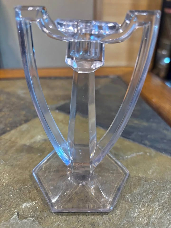 Candle Holders Jefferson Glass Clear Krys-Tol Handled & Stamped