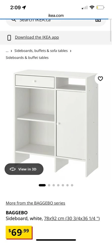 IKEA BAGGEBO White Sideboard Storage Cabinet
