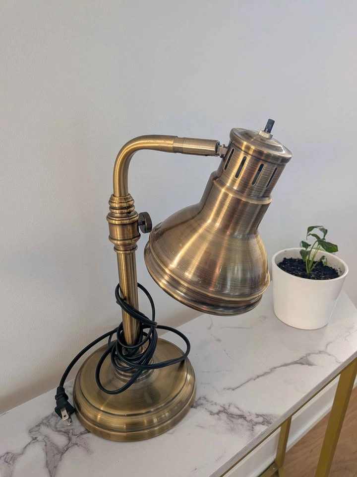 Vintage-Style Industrial Brass Desk Lamp - photo 2