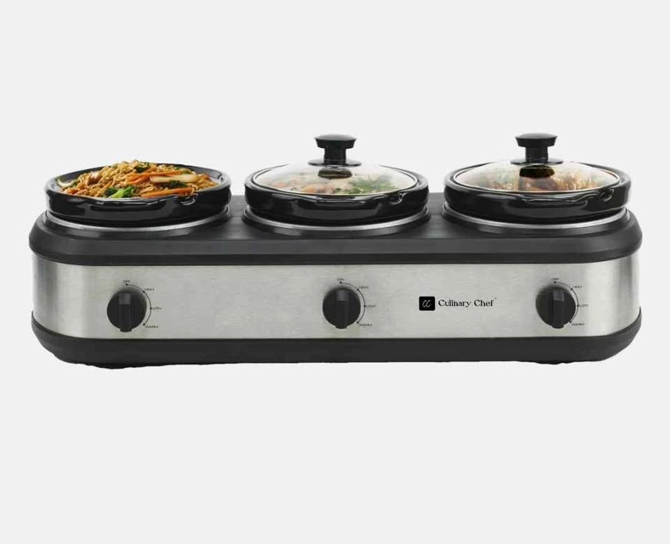3-Station Slow Cooker & Food Warmer by Culinary Chef - photo 2