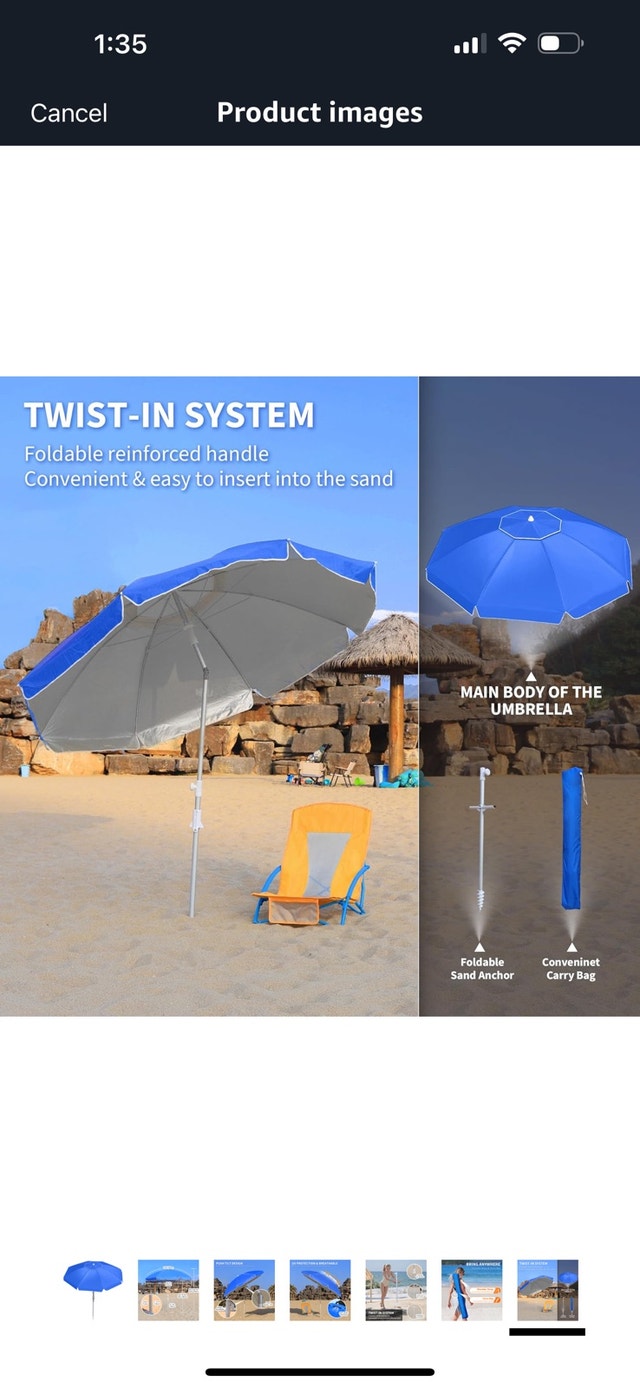 FisQueen Beach Umbrella with Carrying Bag - photo 3