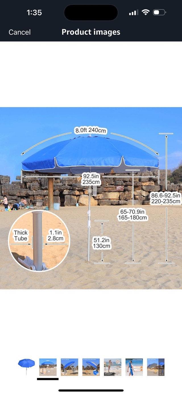 Premium FisQueen 8-Foot Beach Umbrella — Brand New - photo 2