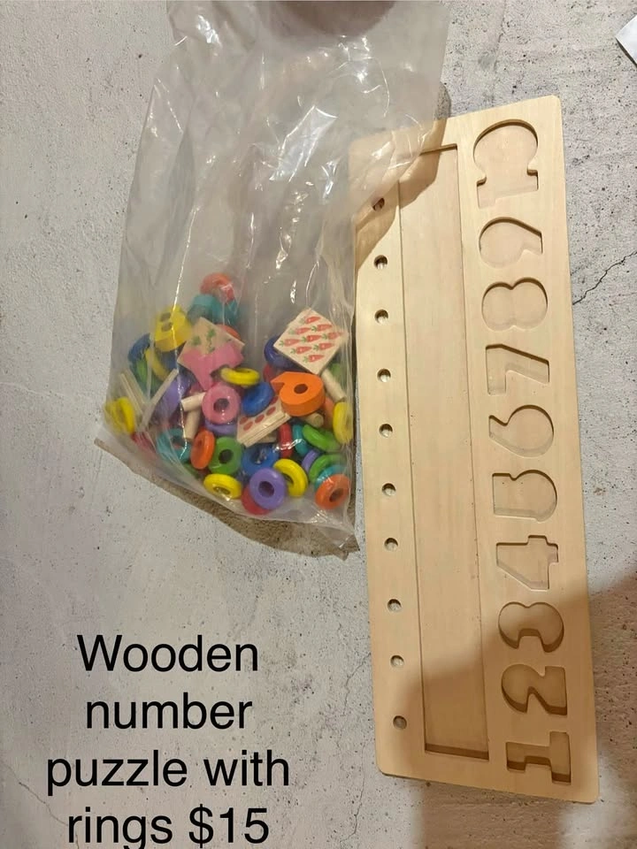 Wooden Number Puzzle with Rings Montessori