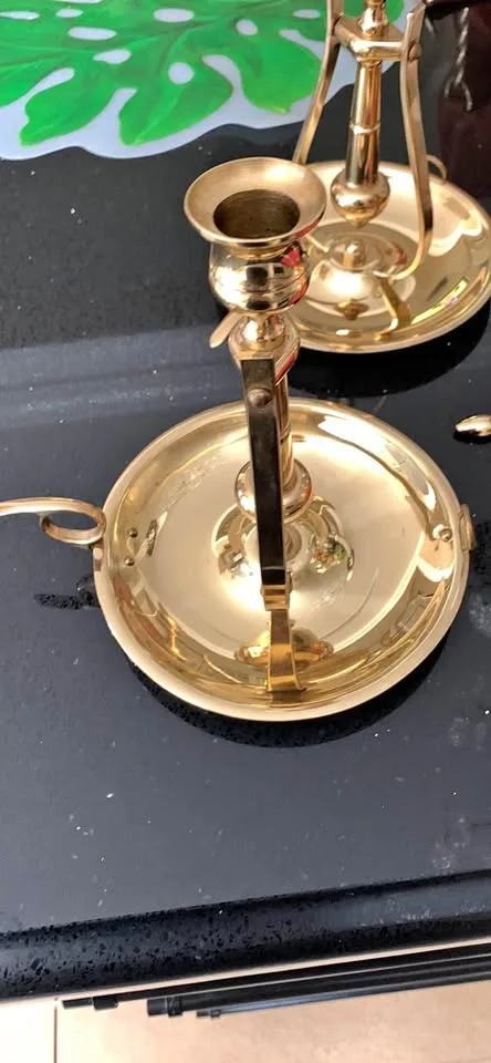 Solid brass candlestick holder thumbnail