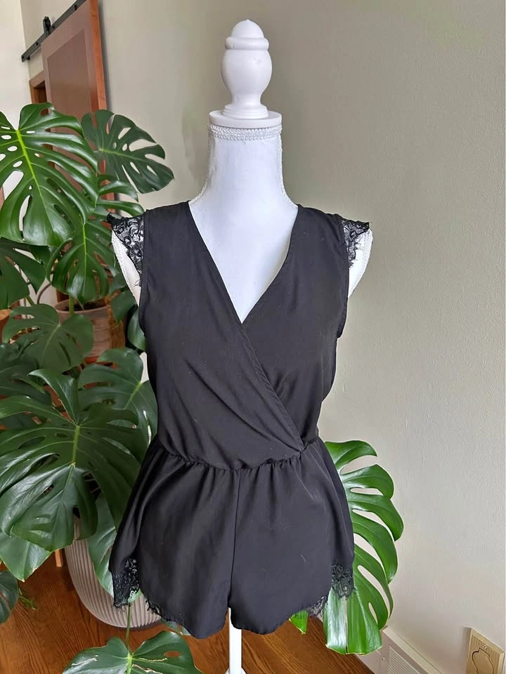 Black lace romper