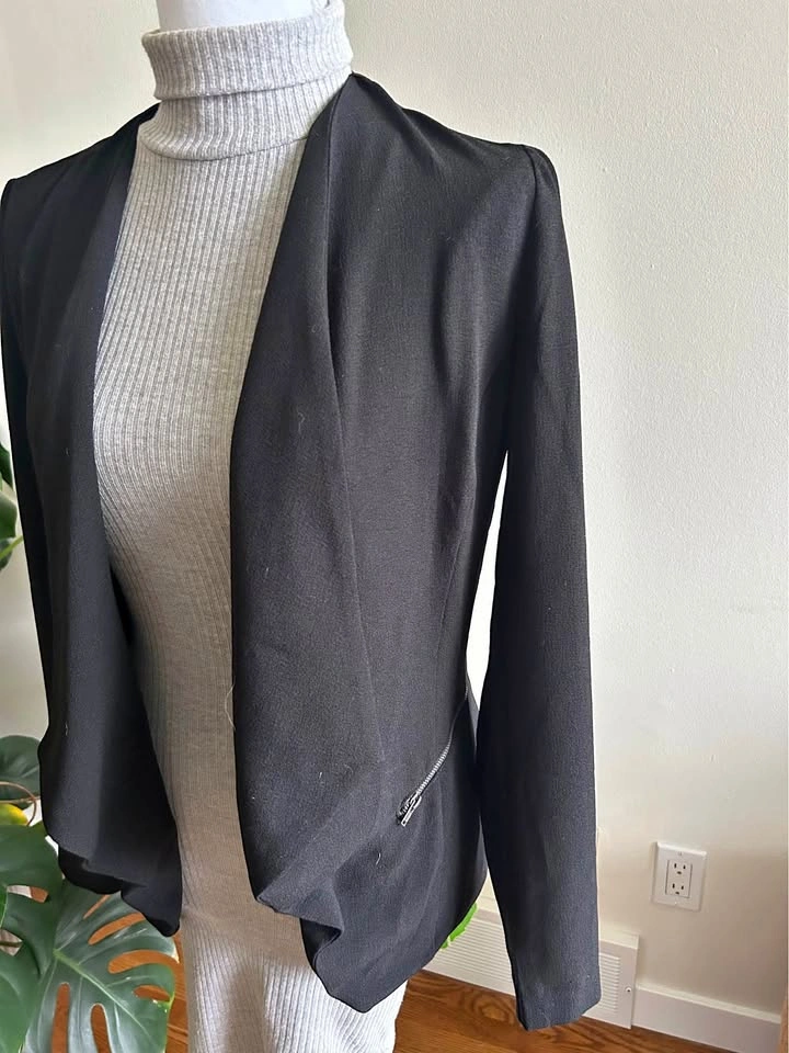 Black Blazer with Zipper Pocket Detail