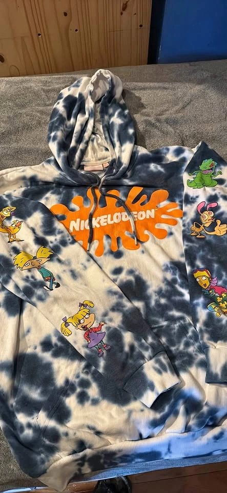 Nickelodeon Tie Dye Hoodie – Size M | 90s Cartoon Characters