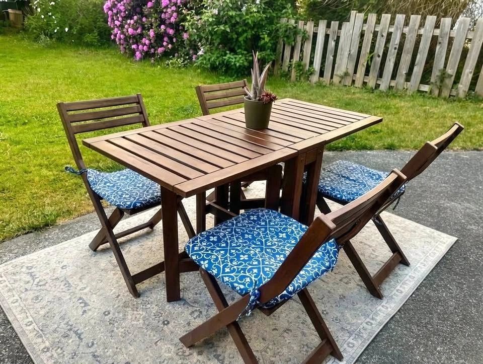 IKEA ÄPPLARÖ Patio Set – 4 Folding Chairs + Gateleg Table