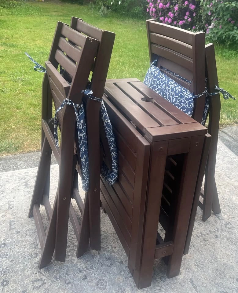 IKEA ÄPPLARÖ Patio Set – 4 Folding Chairs + Gateleg Table - photo 3