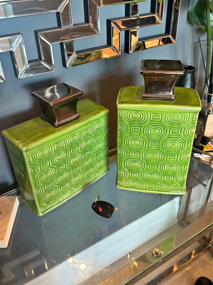 Olive Green Table Decor - Set of 2 - MOVING SALE