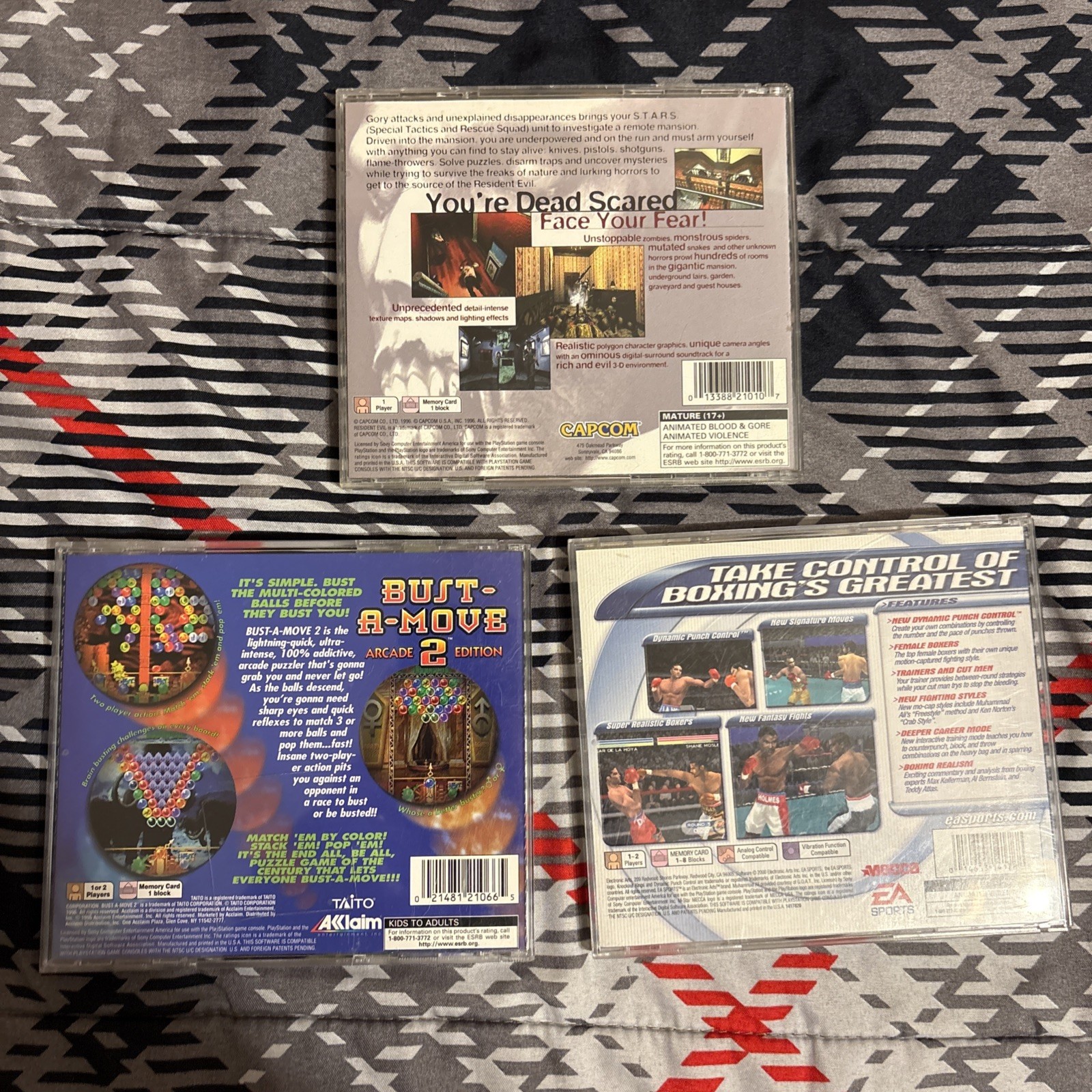 Lot Of 3 PS1 Games: Resident Evil, Knockout Kings 01, Bust A Mov - photo 2