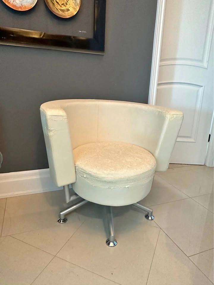 Old Strong Steel Base Leather Chair - set of 2 - MOVING SALE