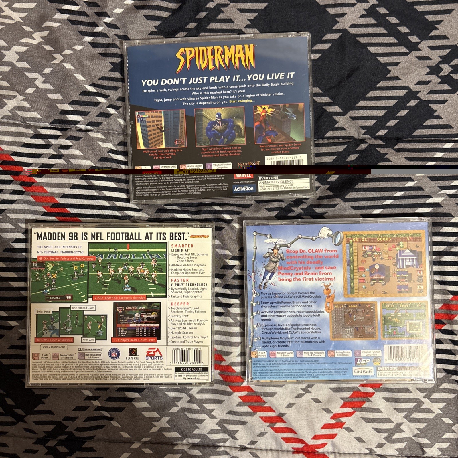 Lot Of 3 PS1 Games Spider-Man, Madden 98, & Inspector Gadget - photo 2