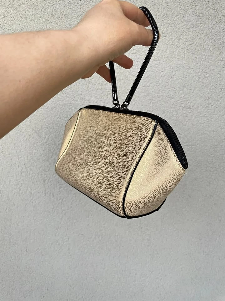 Gold Textured Zip Wristlet Clutch