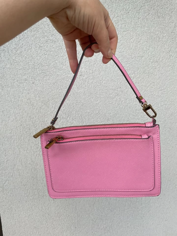 Love & Lore Pink Saffiano Wristlet Pouch Gold Hardware - photo 2