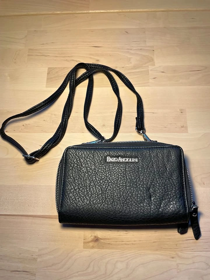 Enzo Angiolini Black Wallet Crossbody Double Zip Organizer Bag