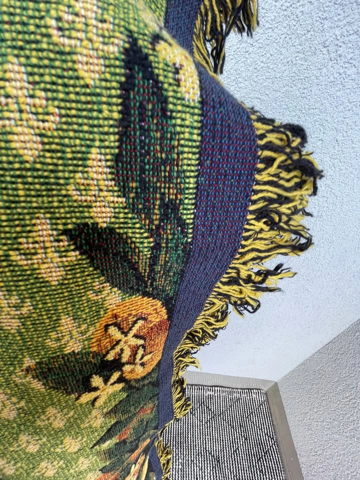 Cotton Vintage Woven Lemon Tree Tapestry Throw Blanket | Tuscan - photo 2