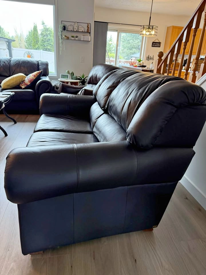 Elran Dark Leather Sofa & Loveseat Set