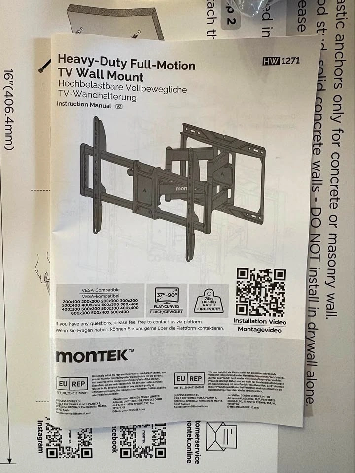 Heavy Duty TV Mount w/ Dual Arms (37-90", 165 lbs)