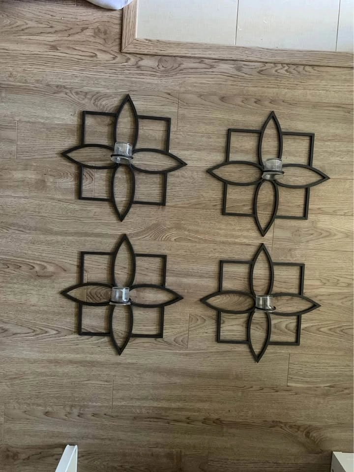 Decorative 4-Piece Wall Mount Candle Holder Set - photo 3