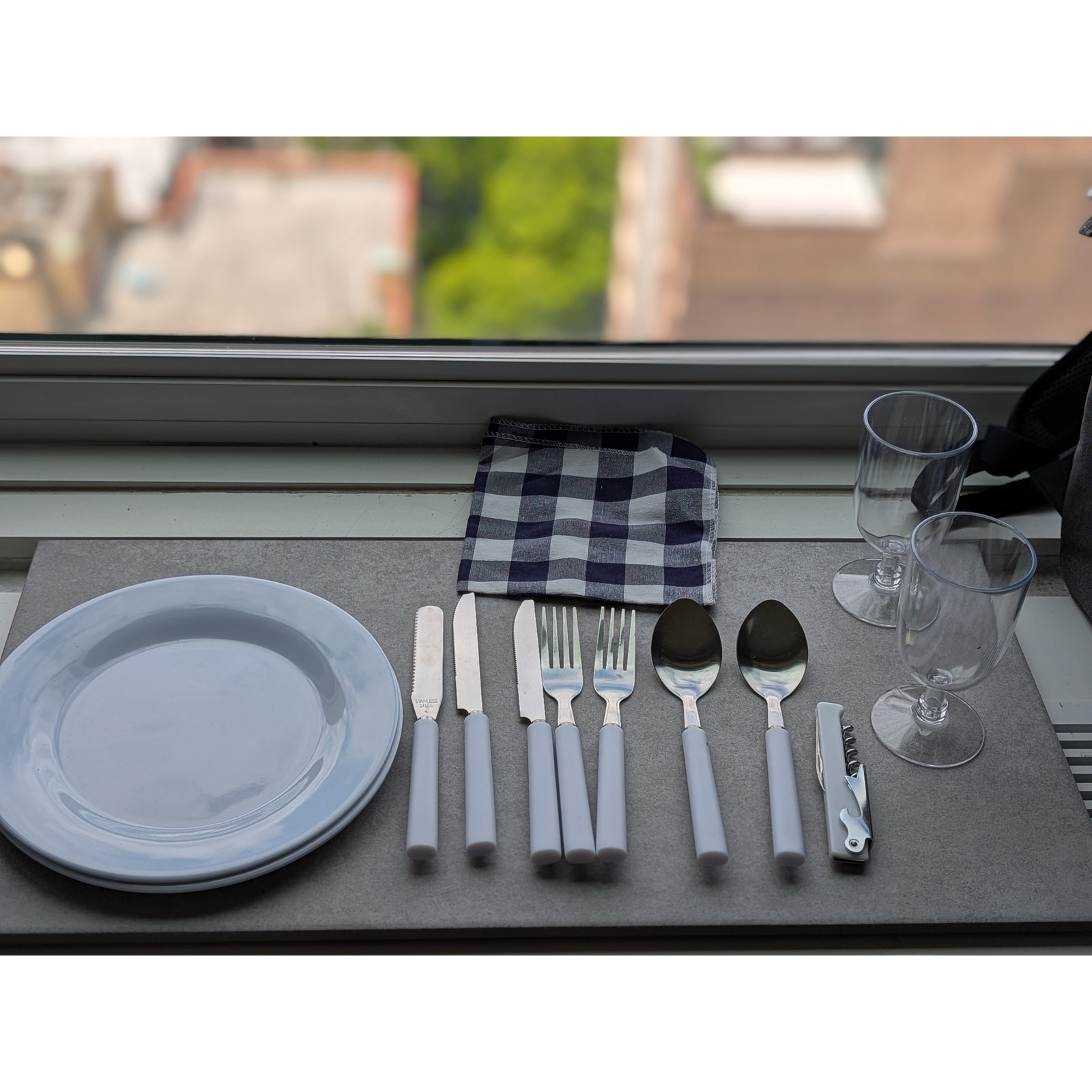 AllCamp Picnic Backpack Set Gray Cooler w Plates Glasses Utensil - photo 5