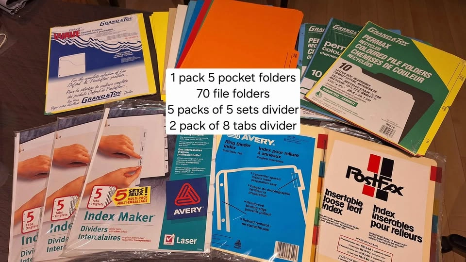 Assorted Letter Size Folders, Dividers & Pocket Folders