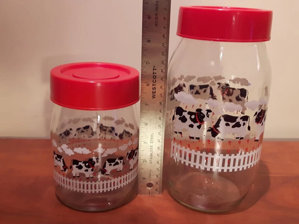 Cow Pattern Glass Cannisters - photo 2