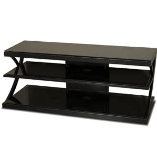 Black Steel TV Stand with Tempered Glass