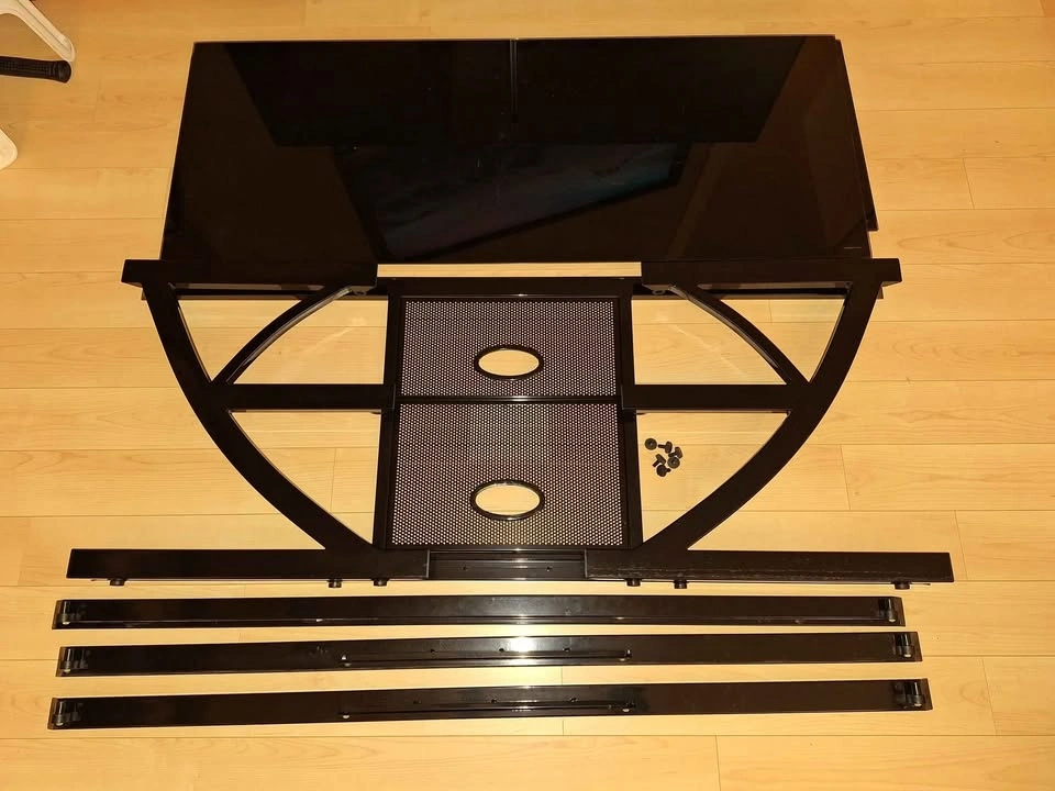 Black Steel TV Stand with Tempered Glass - photo 4
