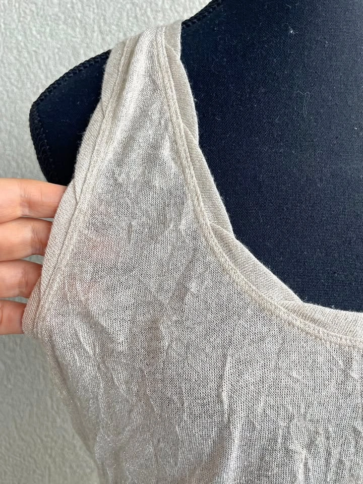 Free People Asymmetrical Tank Top Boho Metallic Thread S