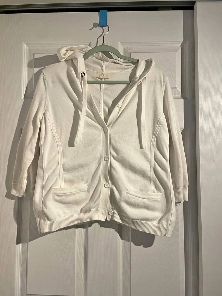 Cotton Ginny Organic Cotton Hoodie Cardigan White L