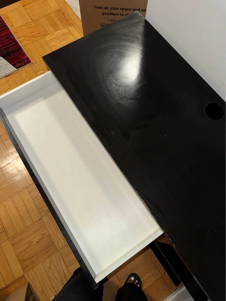 Move out sale - Black office desk with drawer and shelves - photo 3