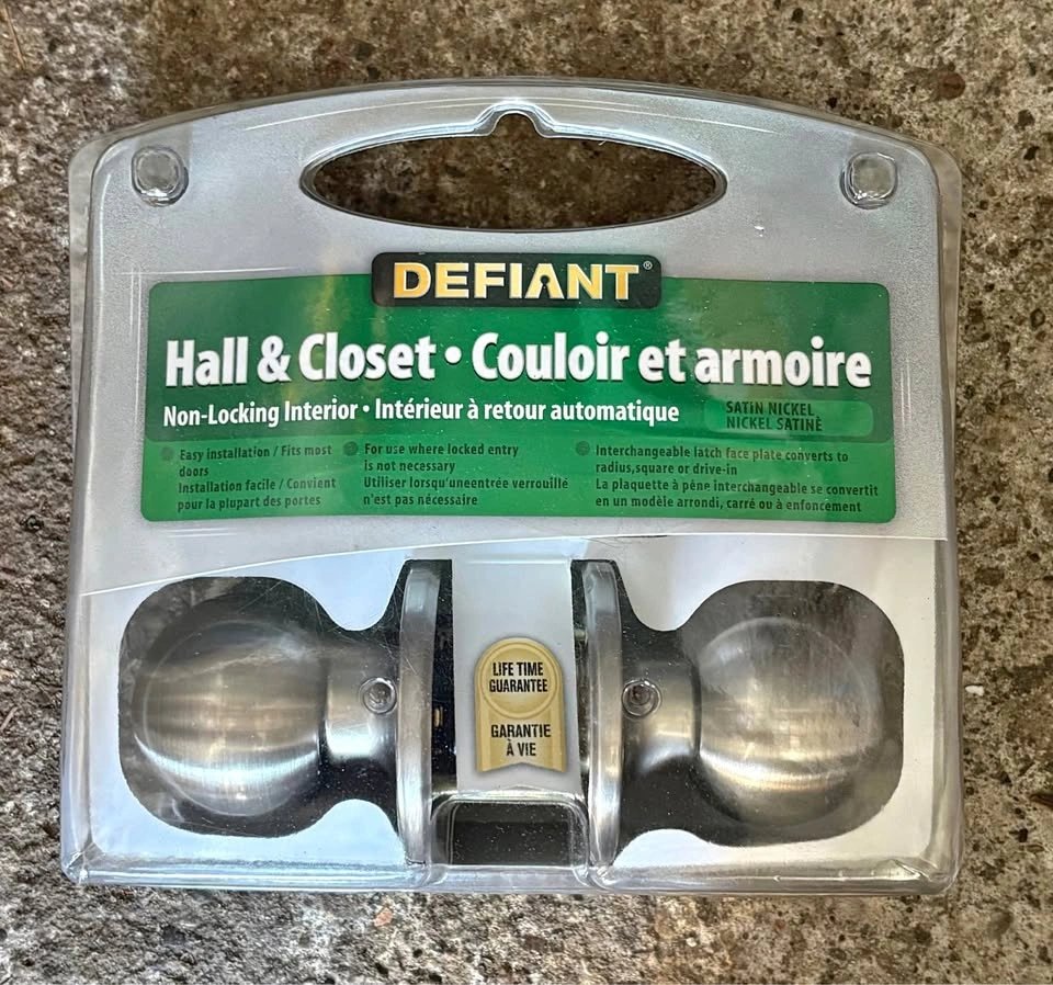 Defiant Hall & Closet Satin Nickel Door Knob