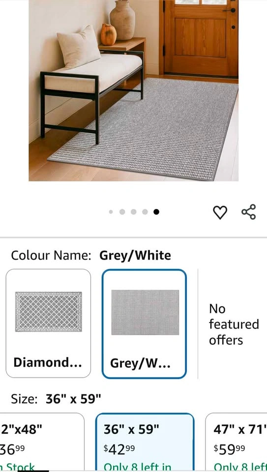 Grey/White Floor Mat 3 ft x 5 ft - photo 2