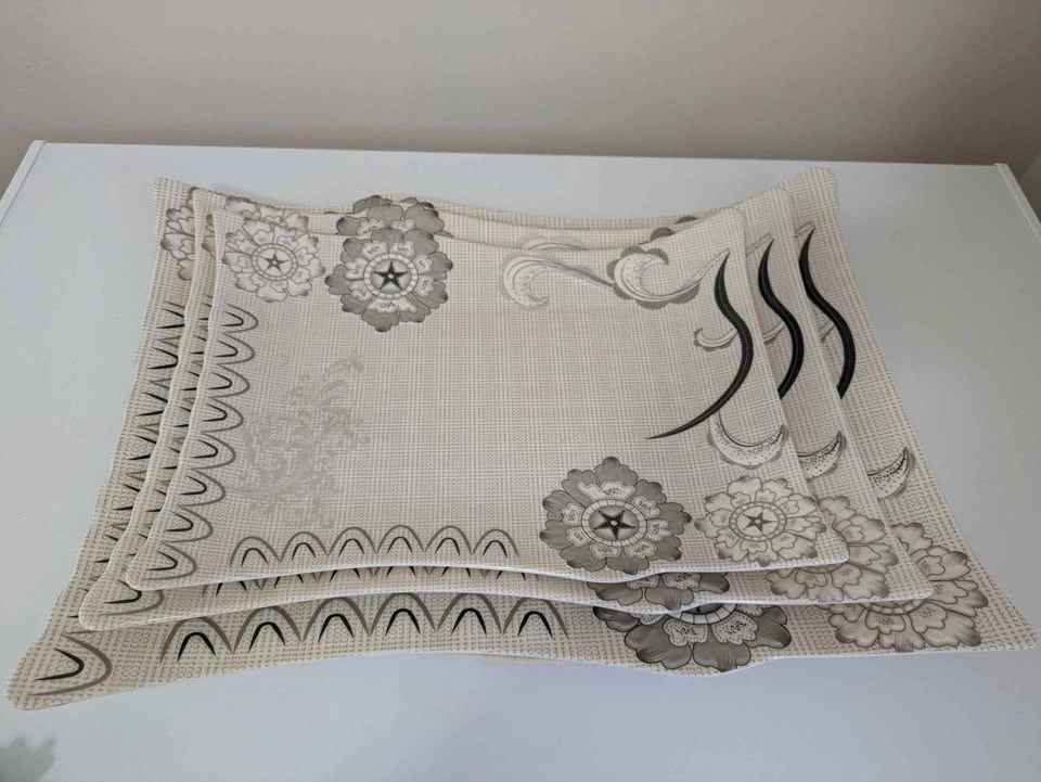 Modern 3 Piece Trays Set - Floral Grey & White - photo 3
